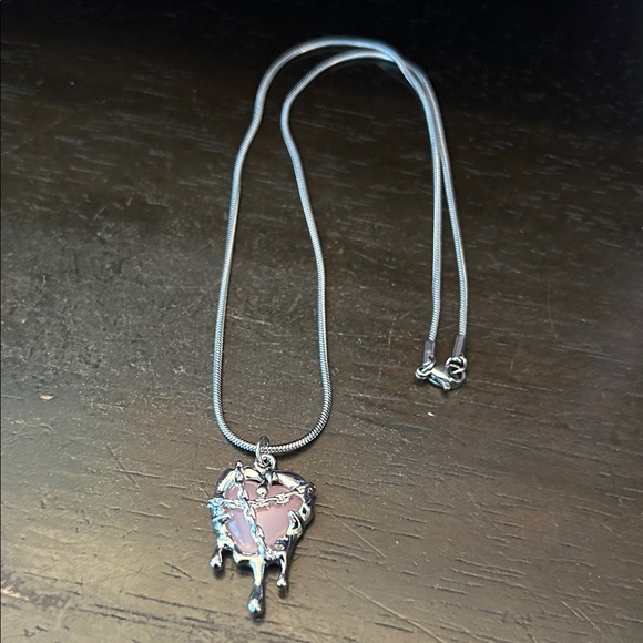 Jewelry - Silver and Pink Heart Pendant Necklace